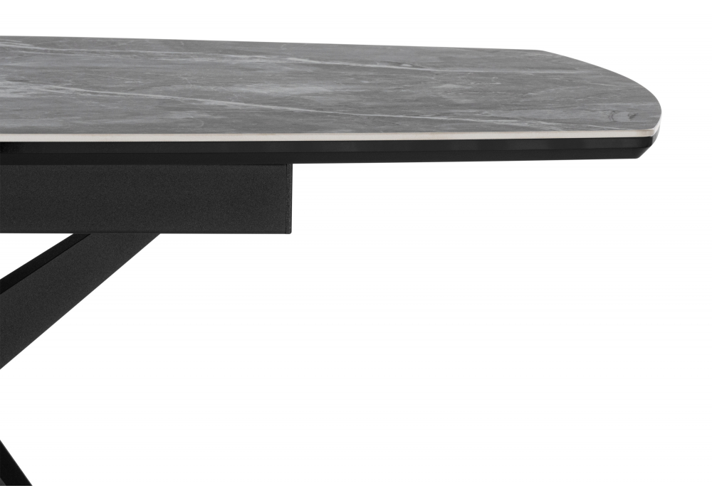 фото керамический стол раскладной 140(180)х80 woodville риполь larka grey / черный 620176 | 220svet.ru