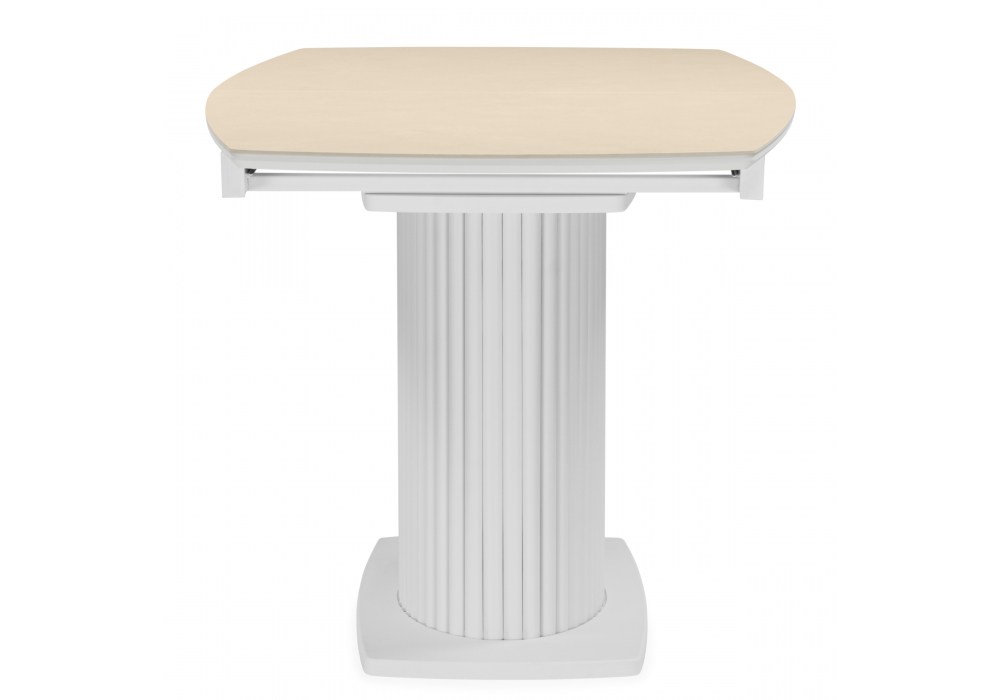 фото керамический стол 140(180)х80 раскладной woodville фестер okara light yellow / белый 664928 | 220svet.ru