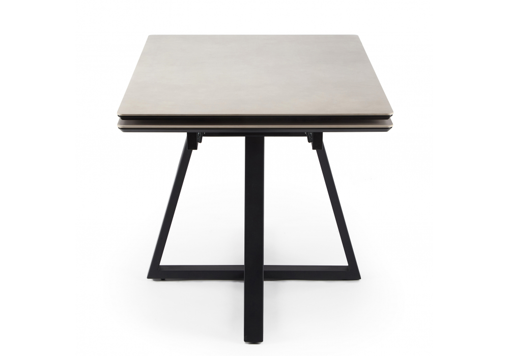 фото керамический стол раскладной 140(200)х80 woodville памелла carmen light grey / черный 625824 | 220svet.ru