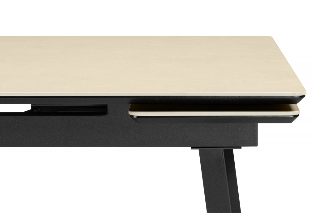 фото керамический стол раскладной woodville норман 140(200)х80 okara light yellow / черный 664956 | 220svet.ru