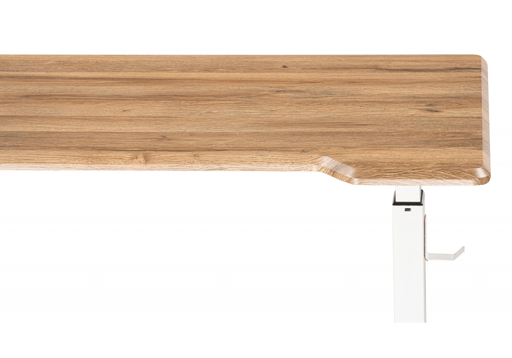 фото компьютерный стол woodville маркос белый / вотан дуб 578486  с механизмом подъема | 220svet.ru