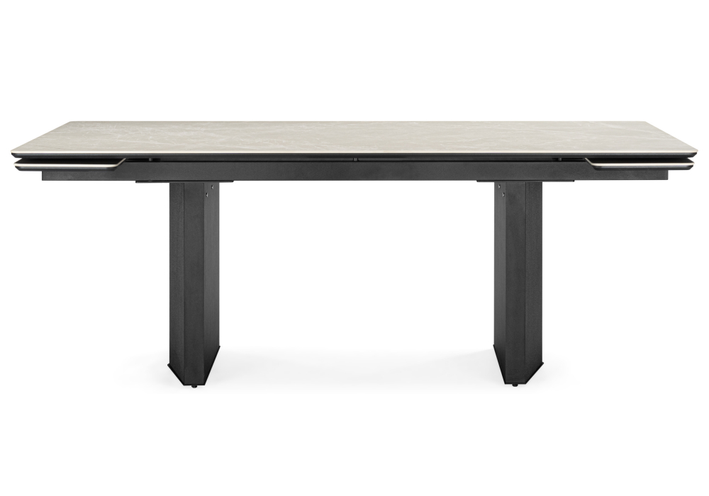 фото керамический стол раскладной 200x100 woodville монерон burberry bianco matt / черный 621192 | 220svet.ru