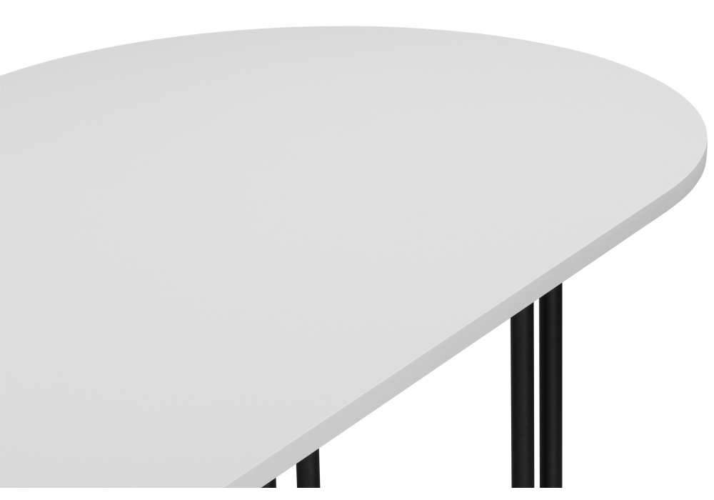 фото стол деревянный woodville хьюго белая шагрень пленка / черные ноги 620419 | 220svet.ru