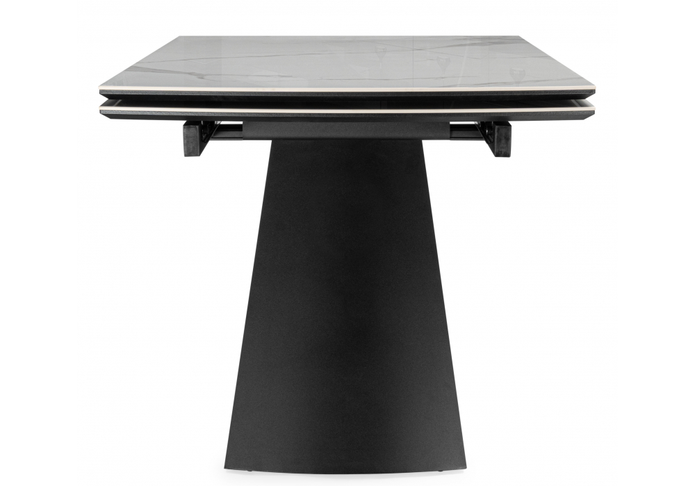 фото керамический стол раскладной 180(260)x90 woodville симмон statuario titan gloss / черный / орех дуб монтана 621517 | 220svet.ru