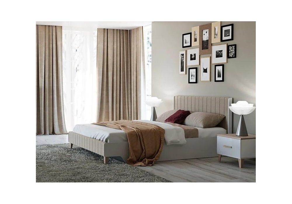 фото двуспальная кровать 160х200 woodville briton с настилом белая 500372 | 220svet.ru