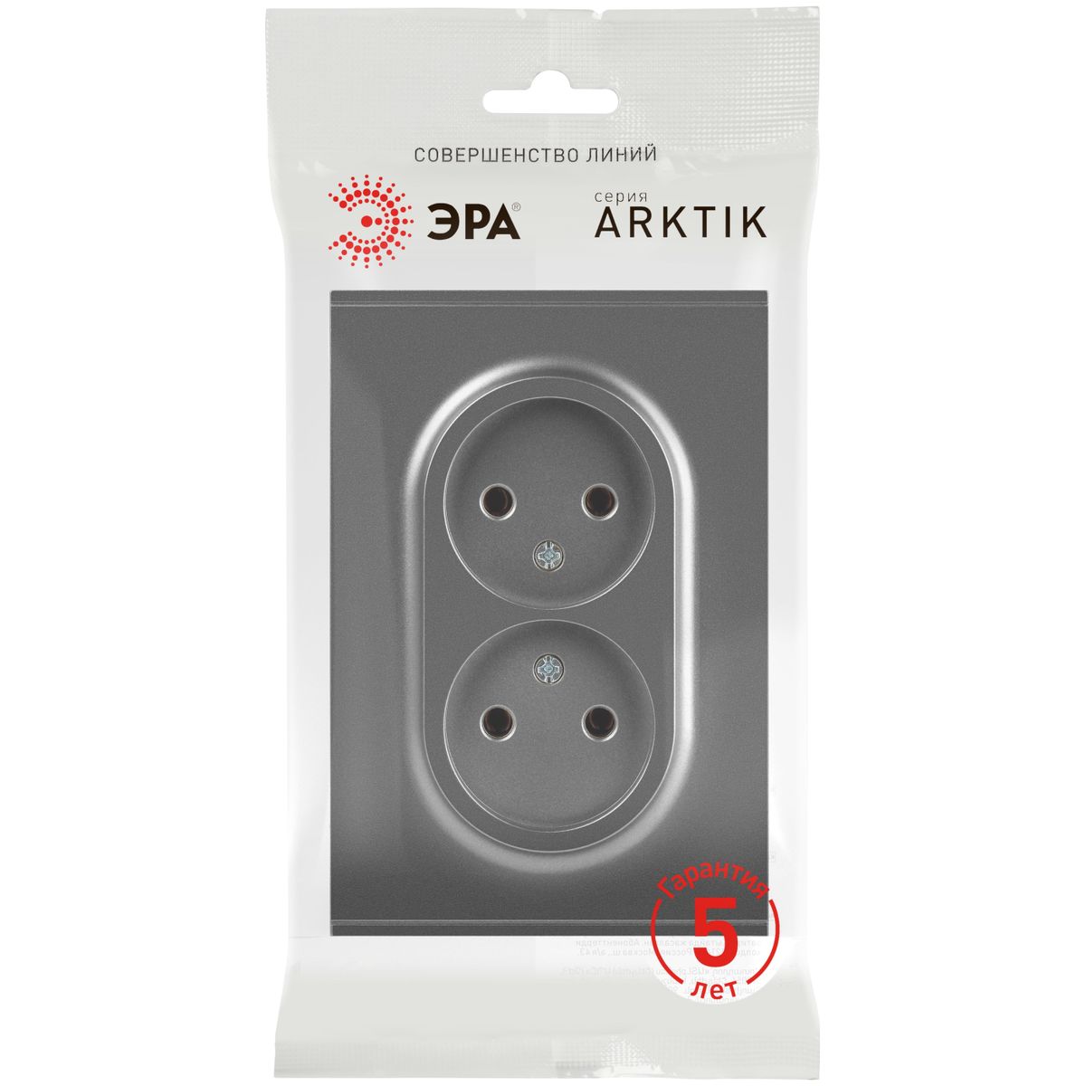 фото розетка эра arktik 16-2107-06 без заземления двойная 2x2p 16а-250в графит б0071686 | 220svet.ru