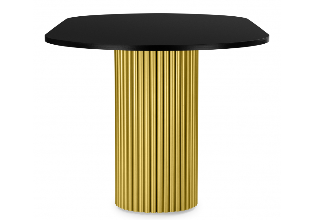 фото стол деревянный 180х90 woodville барон о черная шагрень пленка / золотые ноги 620291 | 220svet.ru