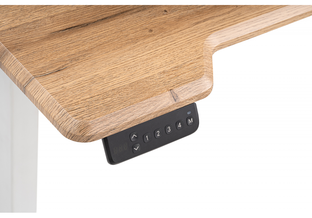 фото компьютерный стол woodville маркос белый / вотан дуб 578486  с механизмом подъема | 220svet.ru