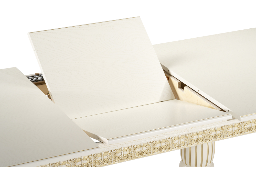 фото стол деревянный woodville морнит 180(240)х100 слоновая кость / золото 515969 | 220svet.ru