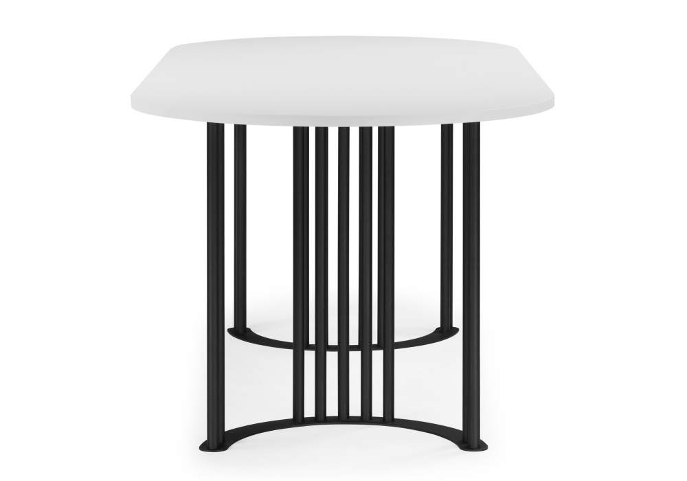 фото стол деревянный woodville хьюго белая шагрень пленка / черные ноги 620419 | 220svet.ru