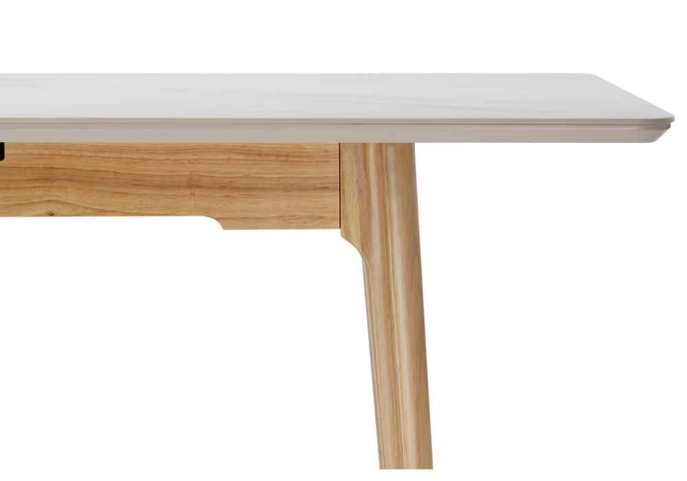 фото керамический стол раскладной 140(180)x80 woodville halmar белый спеченный камень / светлое дерево 15919 | 220svet.ru