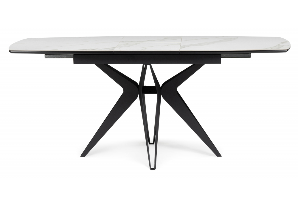 фото керамический стол раскладной woodville риполь 140(180)х80 белый мрамор snow white / черный 614247 | 220svet.ru