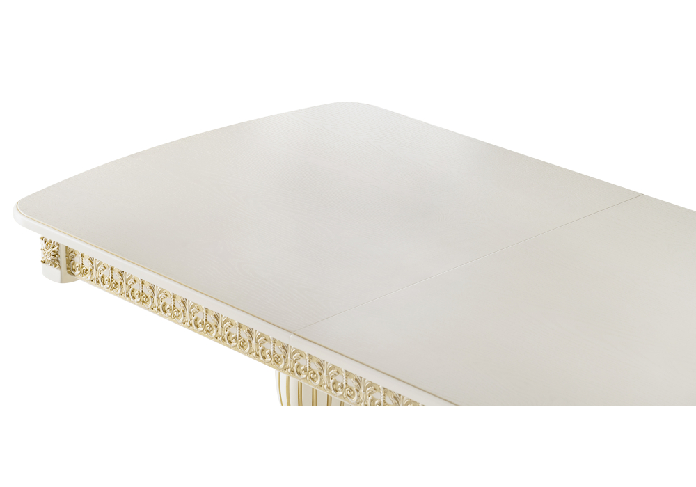 фото стол деревянный woodville морнит 180(240)х100 слоновая кость / золото 515969 | 220svet.ru