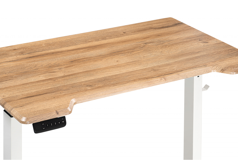 фото компьютерный стол woodville маркос белый / вотан дуб 578486  с механизмом подъема | 220svet.ru