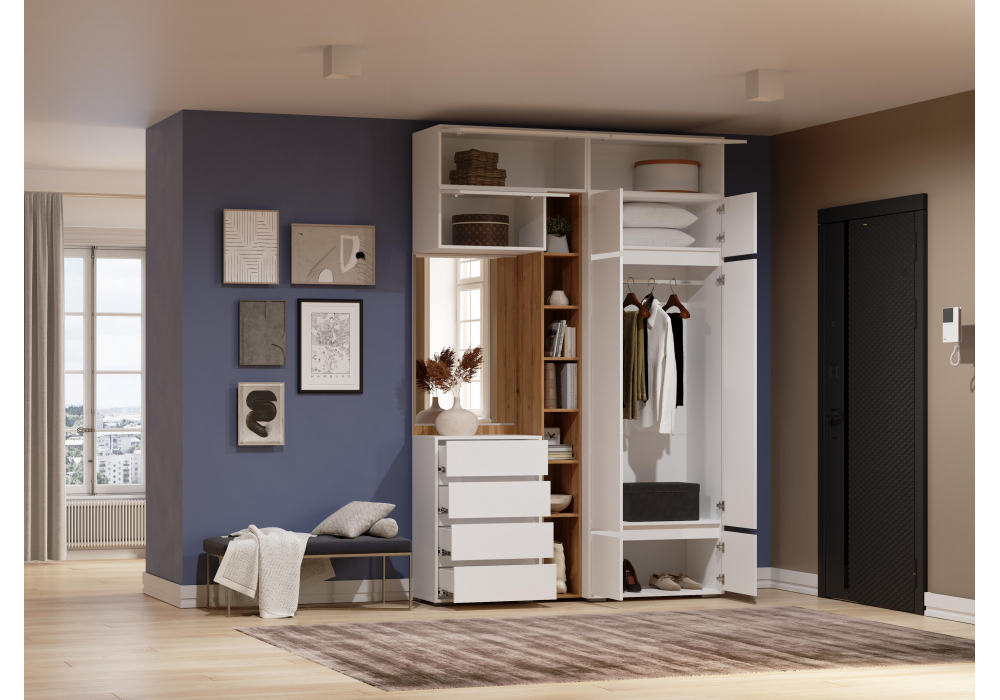 фото прихожая комплектация 5 woodville роут белый 596587 | 220svet.ru