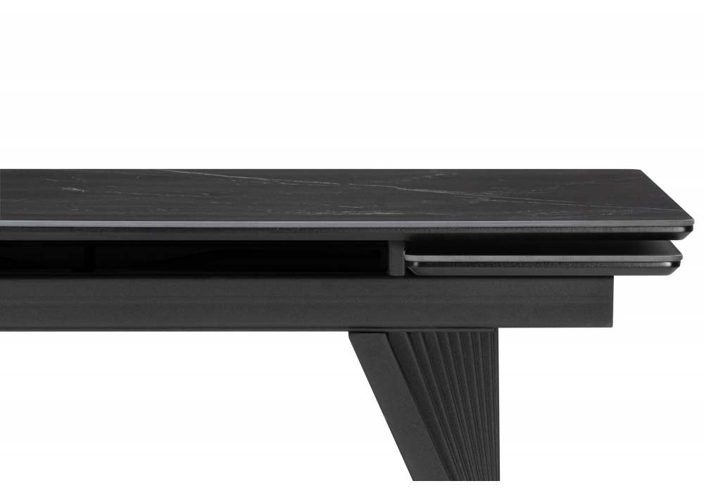 фото керамический стол раскладной woodville вейв 160(220)х89 черный мрамор shakespeare black / черный 626053 | 220svet.ru