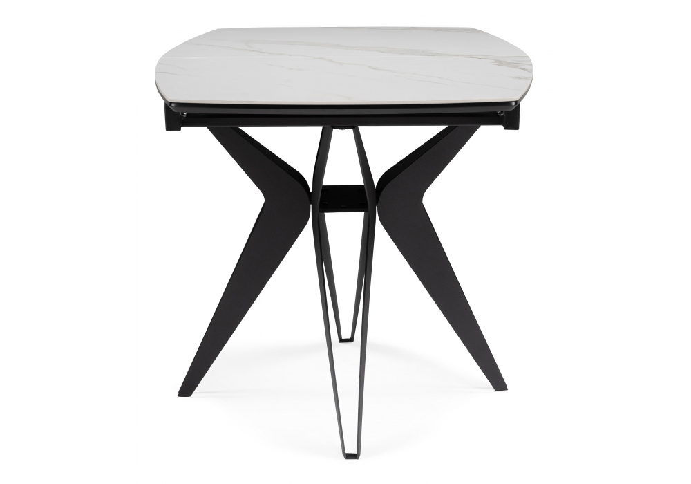 фото керамический стол раскладной woodville риполь 140(180)х80 белый мрамор snow white / черный 614247 | 220svet.ru