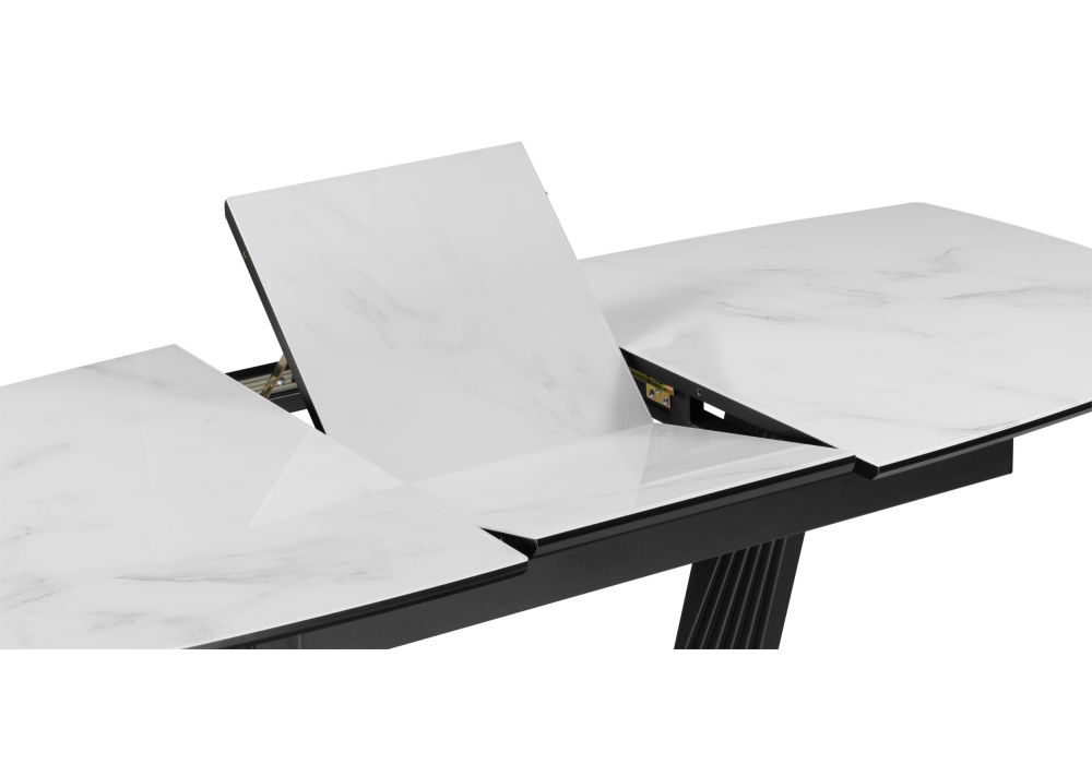 фото стол стеклянный расклажной woodville вейл 614249 кристл статуарио-черный | 220svet.ru