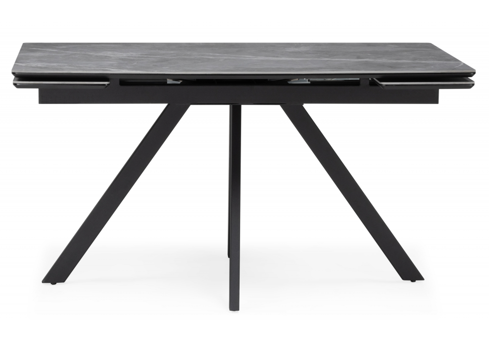 фото керамический стол раскладной 140(200)х80 woodville вилли серый мрамор / черный 612898 | 220svet.ru