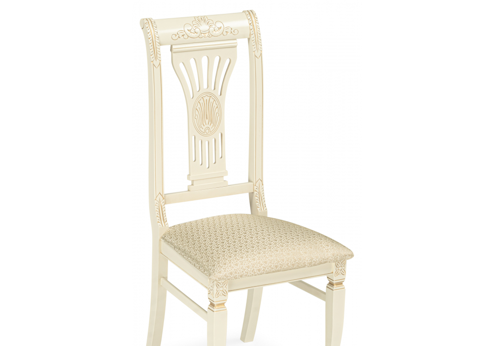 фото стул деревянный woodville roy слоновая кость / золото патина 621204 | 220svet.ru