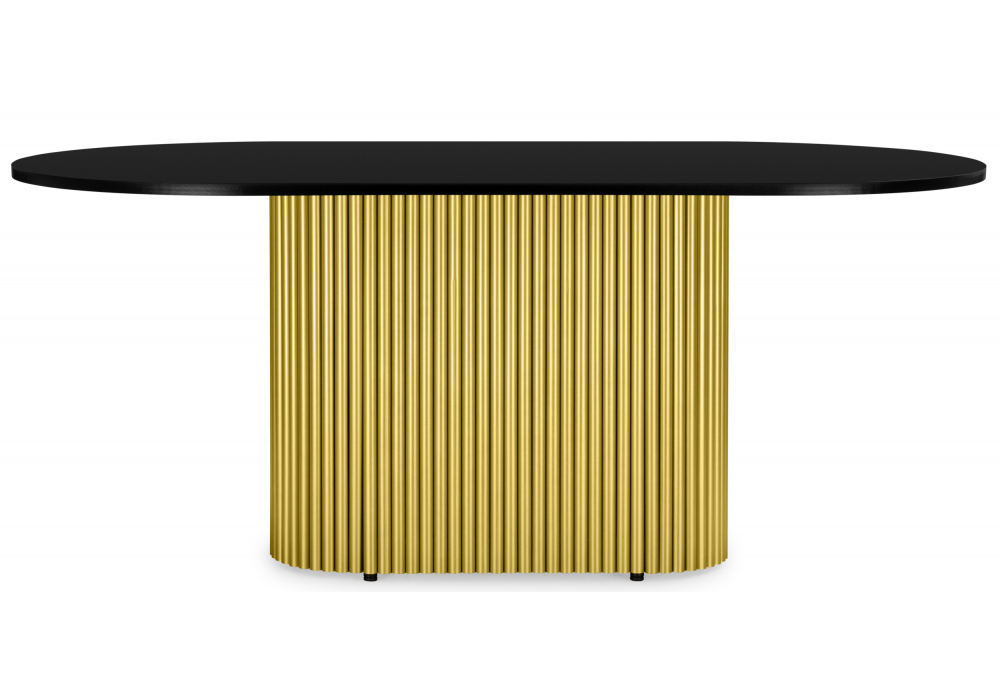 фото стол деревянный 180х90 woodville барон о черная шагрень пленка / золотые ноги 620291 | 220svet.ru