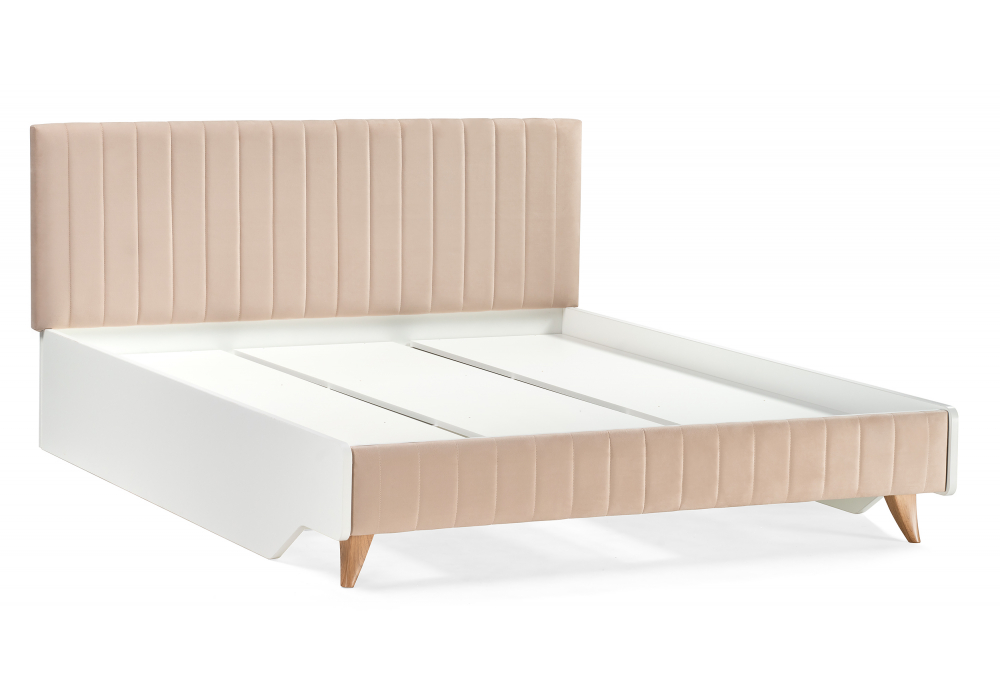 фото двуспальная кровать 160х200 woodville briton с настилом белая 500372 | 220svet.ru