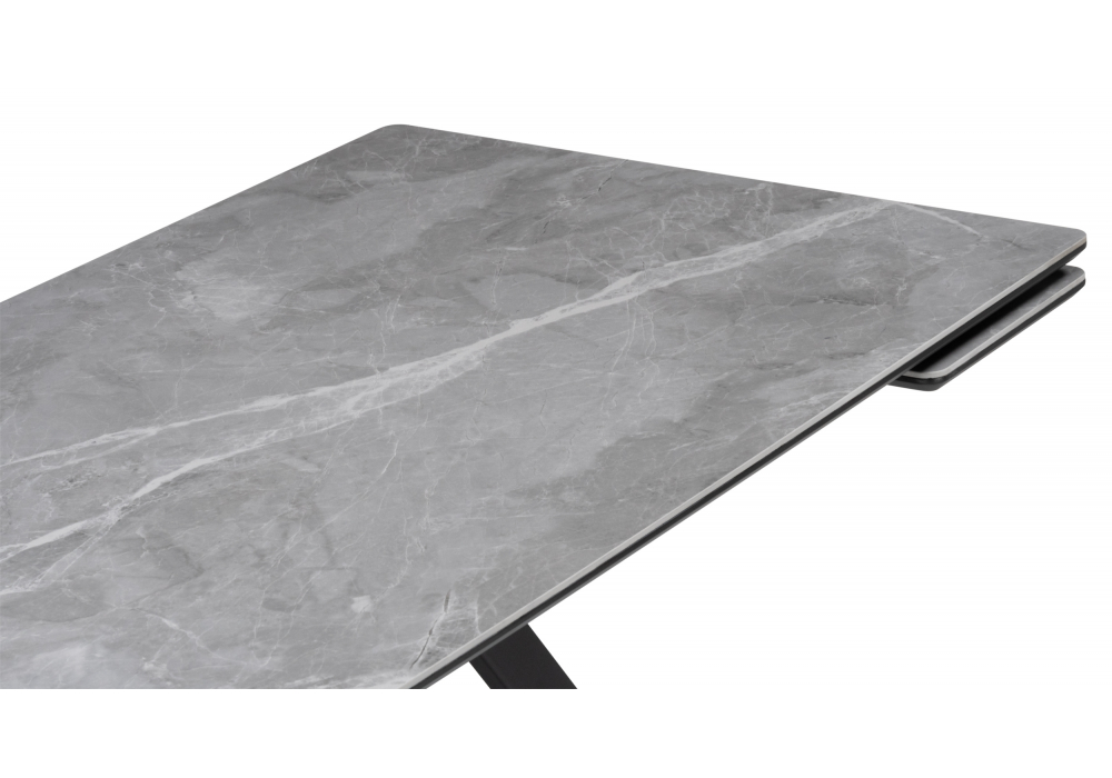 фото керамический стол раскладной 140(200)х80 woodville вилли серый мрамор / черный 612898 | 220svet.ru