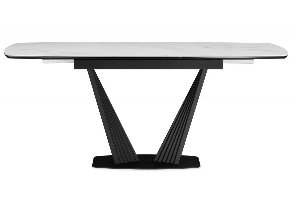 фото стол стеклянный расклажной woodville вейл 614249 кристл статуарио-черный | 220svet.ru