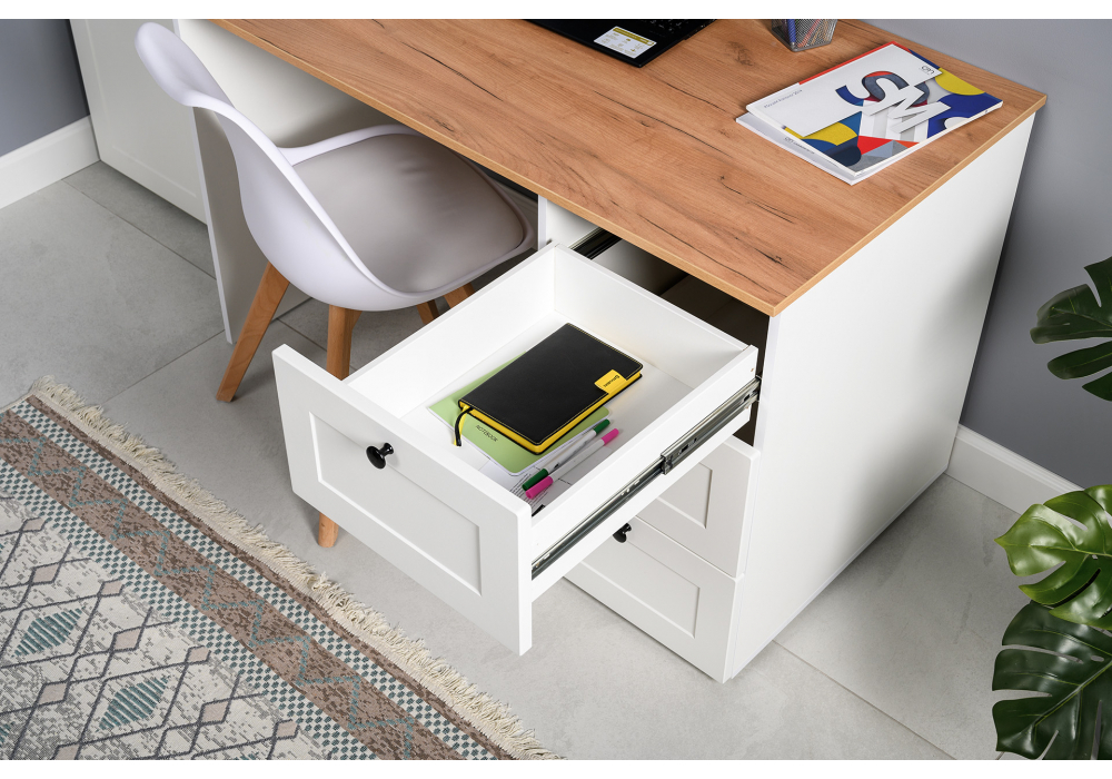 фото письменный стол woodville опра белый шагрень / дуб золотой craft 676810 | 220svet.ru