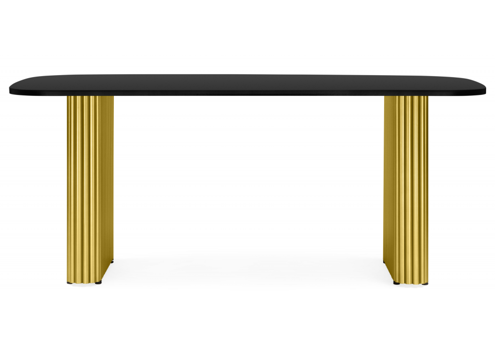 фото стол деревянный 200х90 woodville бавария b черная пленка шагрень / золото 620583 | 220svet.ru