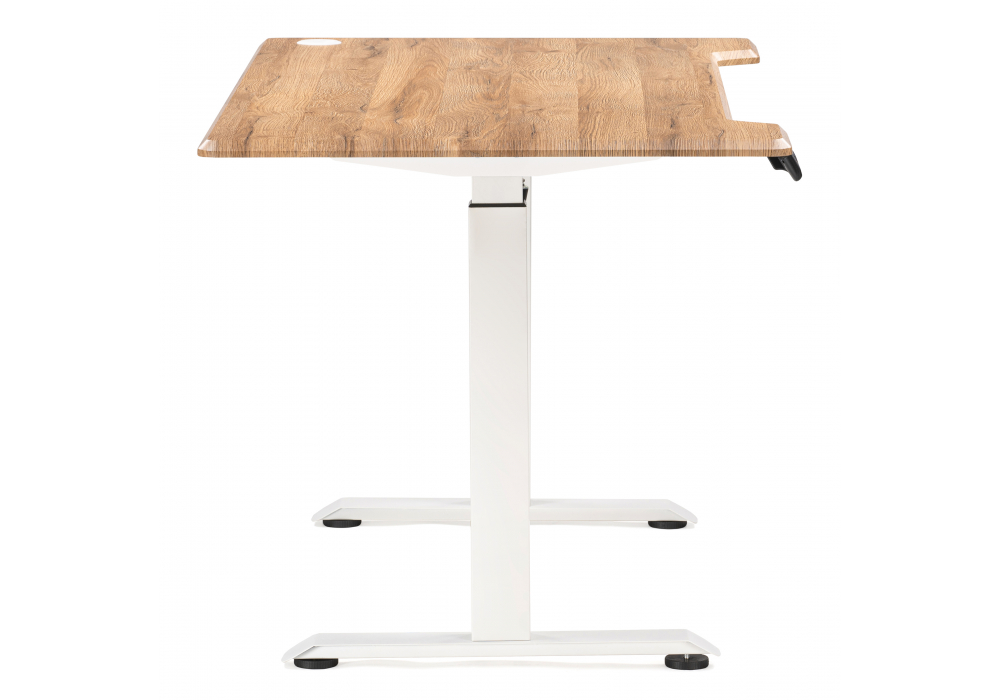 фото компьютерный стол woodville маркос белый / вотан дуб 578486  с механизмом подъема | 220svet.ru