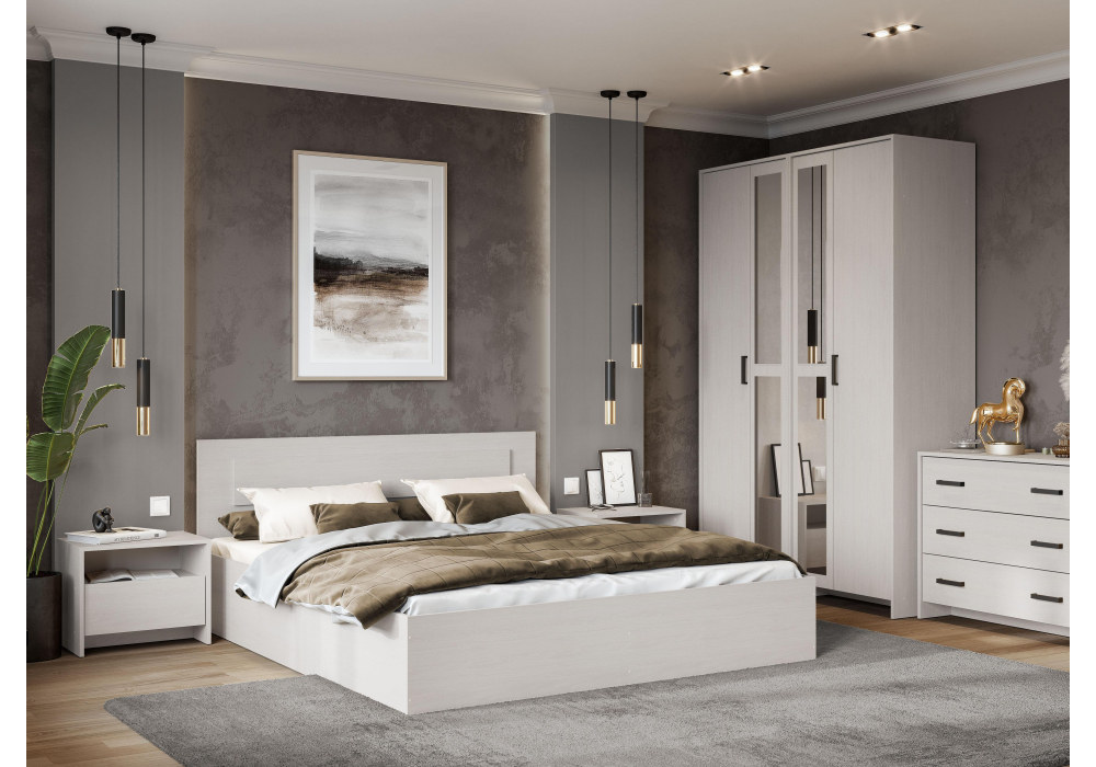 фото двуспальная кровать woodville taika ясень анкор светлый 539300 160х200 | 220svet.ru