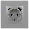 Миниатюра фото розетка эра elegance 14-4108-03 2p+e 16a-250в со шторками с usb type-a+c 5в-3а алюминий б0067741 | 220svet.ru
