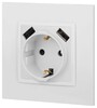 Миниатюра фото розетка эра elegance 14-4109-01м 2p+e 16a-250в штор. с 2xusb 5в-3а белый матовый б0065773 | 220svet.ru