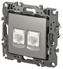 Миниатюра фото розетка эра серия 12 12-3108-16 информационная двойная 2xrj45 титан б0065665 | 220svet.ru